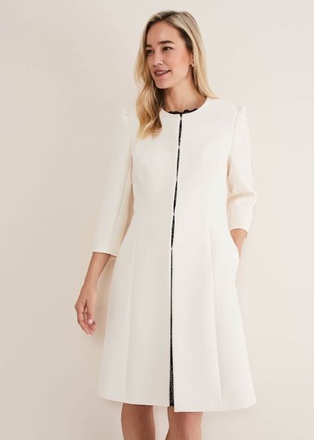 Phase Eight Venita Bow Long Jackets White Canada | LDAHZN-275